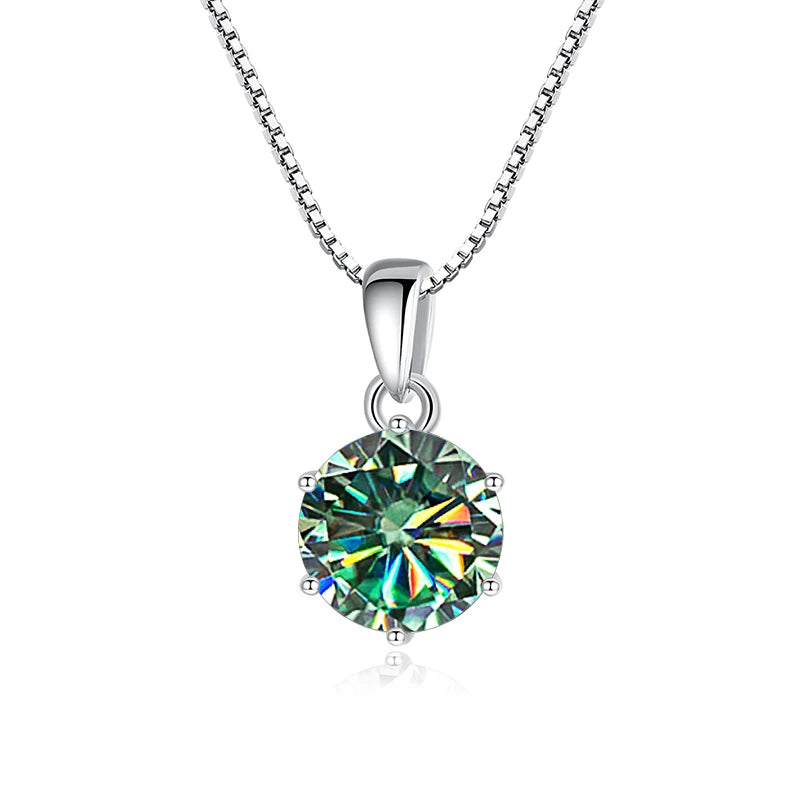 Butterflykiss 1 CT Real Moissanite Pendant Necklace - silver bluish green / 45cm