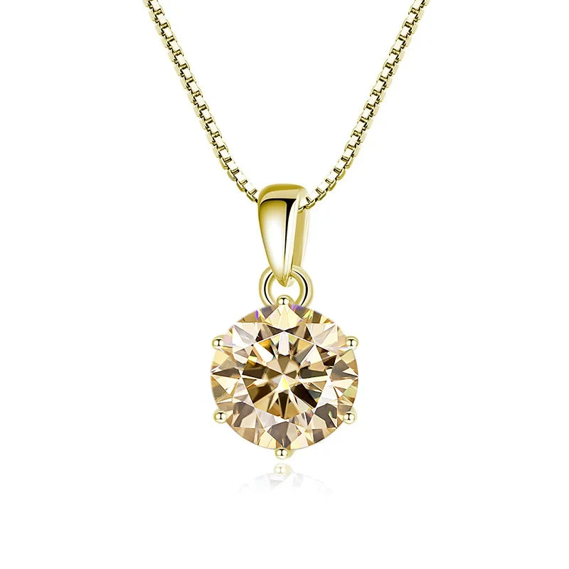 JoyceJelly 1 CT Real Moissanite Pendant Necklace For - gold Light Yellow / 45cm / 1 ct