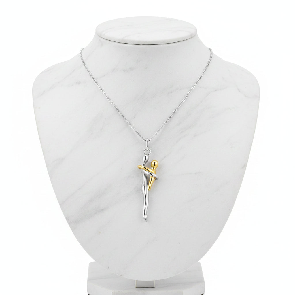 BAMOER 925 Sterling Silver Two-tones Hug Necklace,