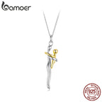 BAMOER 925 Sterling Silver Two-tones Hug Necklace,