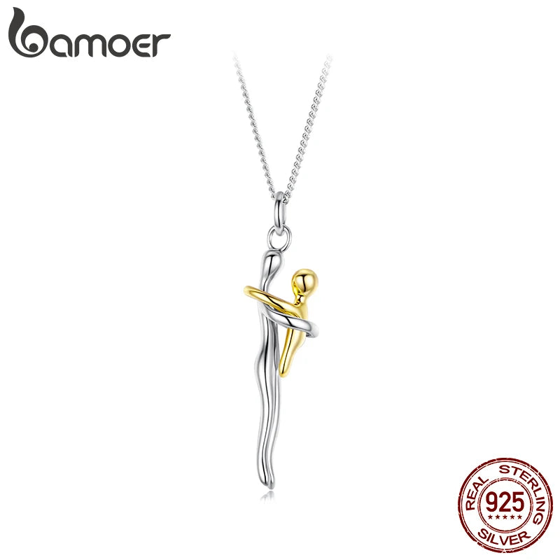 BAMOER 925 Sterling Silver Two-tones Hug Necklace,