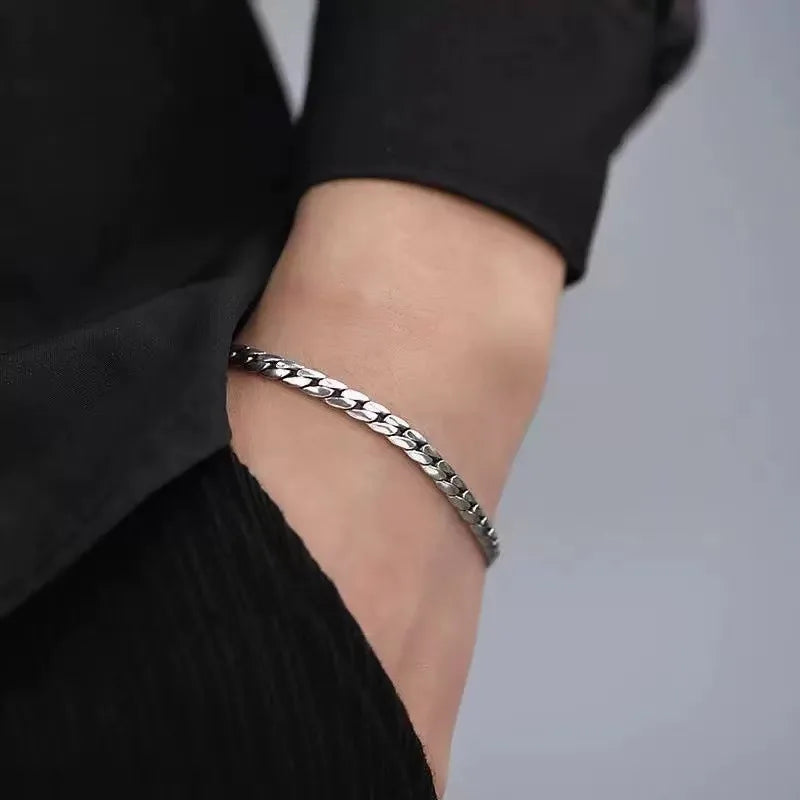 S925 Sterling Silver Fashion Simple Elegant Cuban