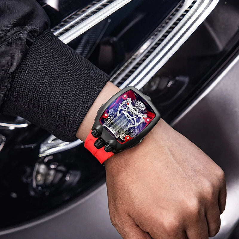 Feice Men's Automatic Skeleton Watch Tourbillon.