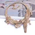 2026 New Fashion Double Crocodile Choker Necklace - Gold