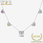 Genuine S925 Sterling Silver Necklace  5-Color Heart