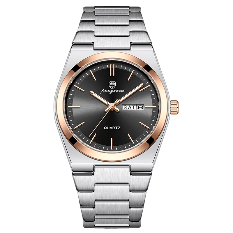 PAAZOMU Luxury Quartz Man Wristwatch Sport Men Watches - M930  RoseGold Black
