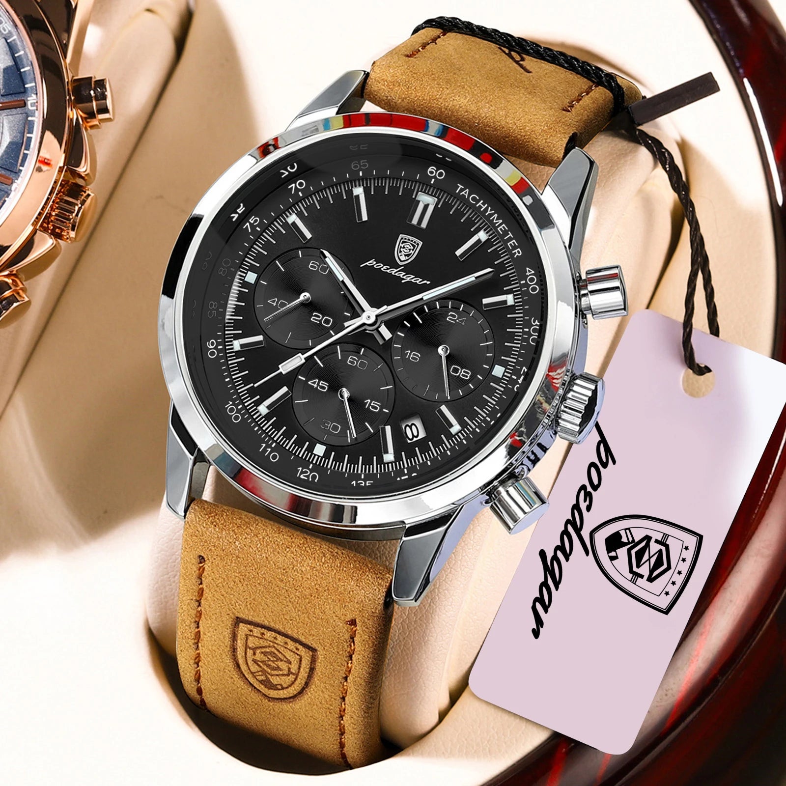 POEDAGAR Top Brand Men's Quartz Watch Waterproof - 921 Silver Black 1