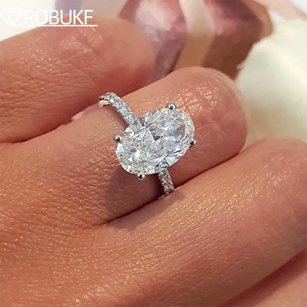 1/2/3/4CT Oval Cut Full Moissanite Engagement Rings
