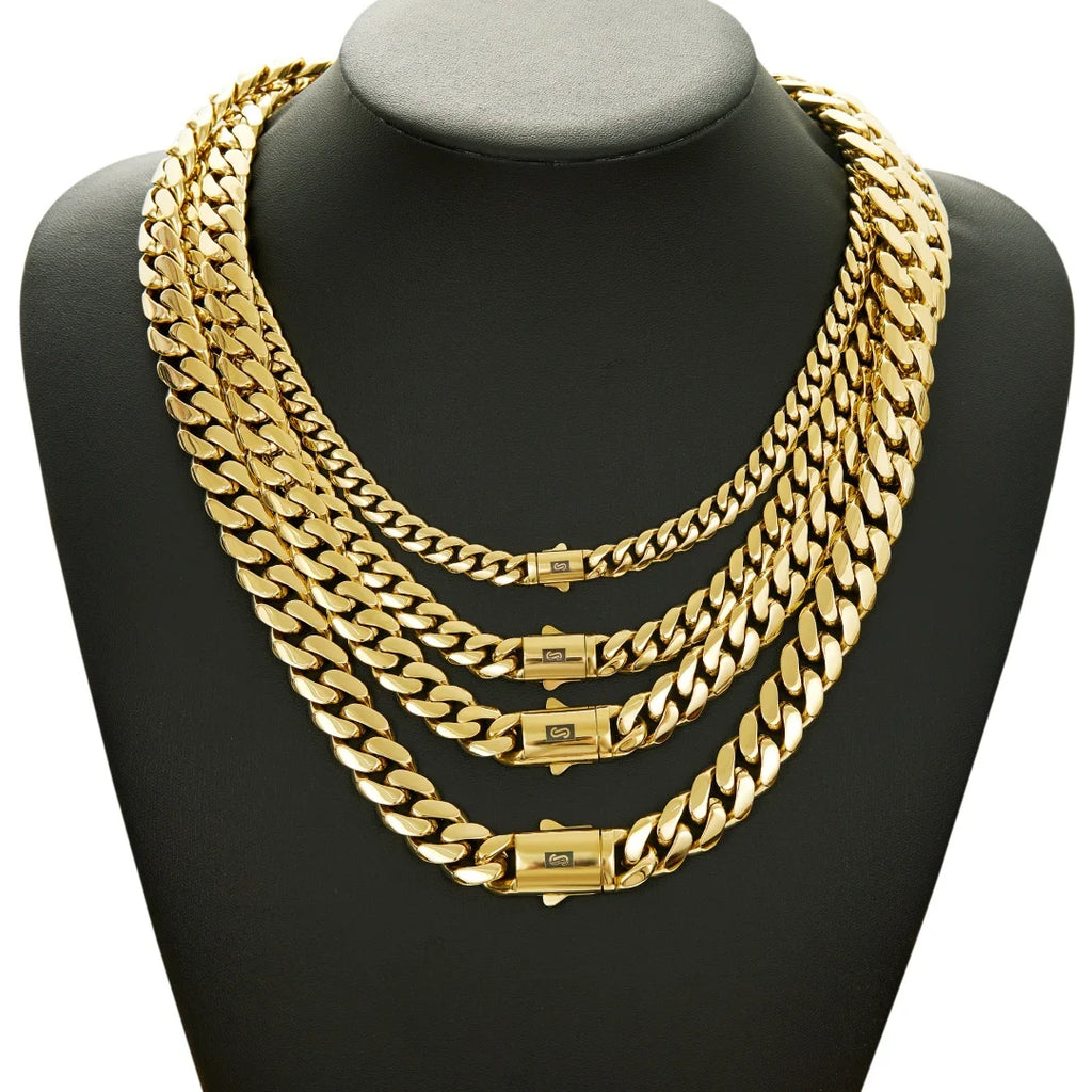 6-14mm wide Stainless Steel Cuban Miami Chains