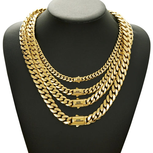 6-14mm wide Stainless Steel Cuban Miami Chains