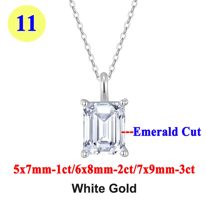 PureMax 1ct 2ct 3ct D Color VVS1 Moissanite Diamond - XL07-emerald-white / 2ct / 45cm-add box, XL07-emerald-white / 2ct / 45cm-add bag, XL07-emerald-white / 3ct / 45cm-add box, XL07-emerald-white / 3ct / 45cm-add bag, XL07-emerald-white / 1ct / 45cm-add box, XL07-emerald-white / 1ct / 45cm-add bag