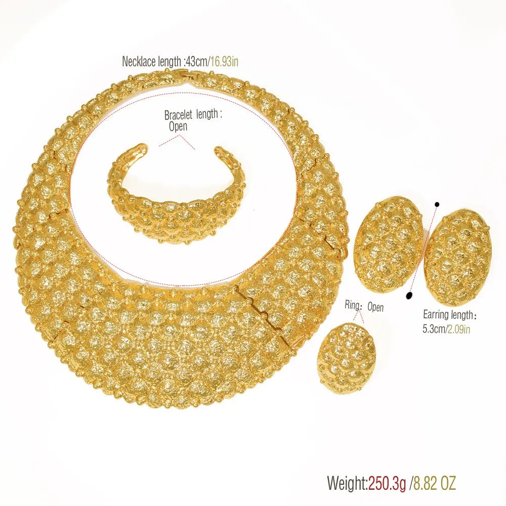 African Dubai 18K Gold Plated Chunky Jewelry Set