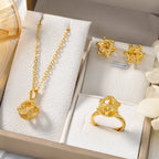 3PCS Jewelry Sets Fashion Pendant Gold Color Necklace