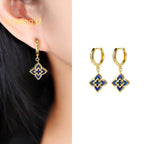 Shining U S925 Silver Lapis Lazuli Clover Jewelry Set