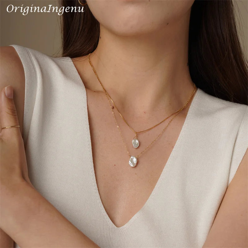 Natural Baroque Pearl Necklace Handmade Jewelry