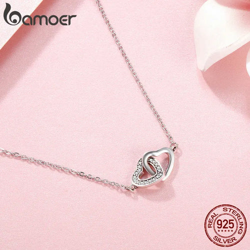 BAMOER 925 Sterling Silver Connected Heart Pendant
