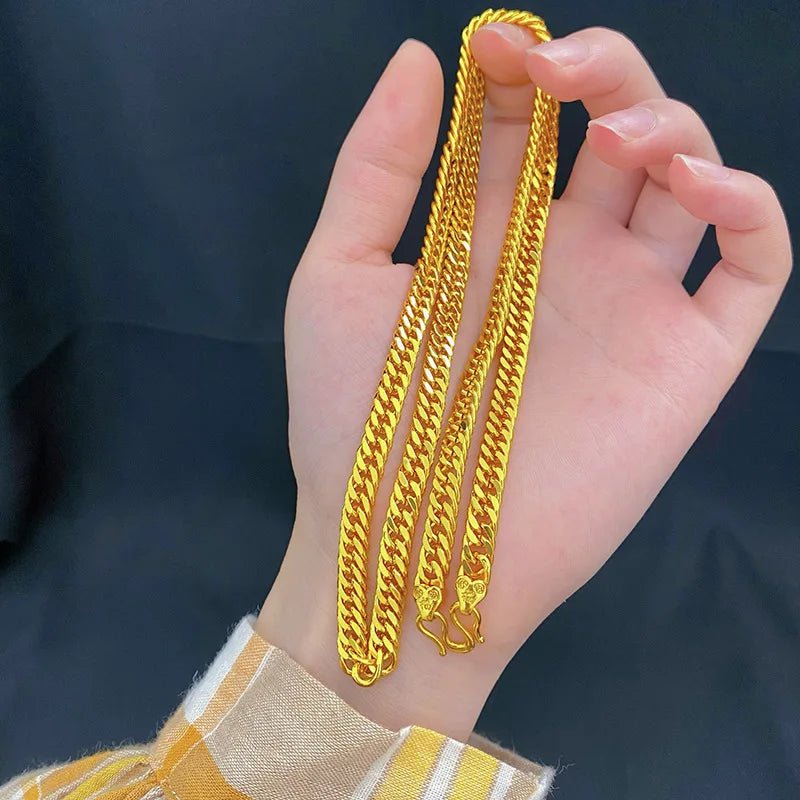 Luxurious 9999 24K real gold horsewhip Boss neckla