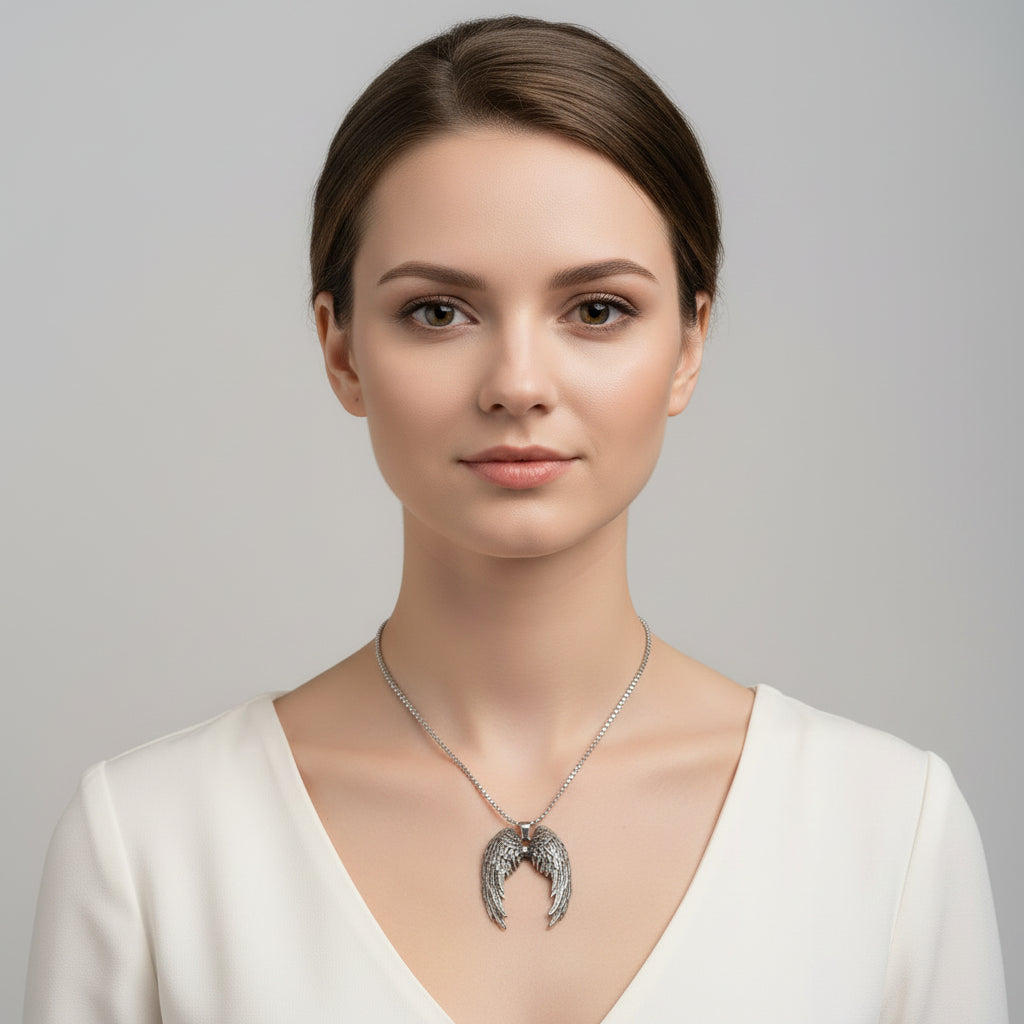 Stainless Steel Classic Angel Wings Necklace Men's - United States / yellow color