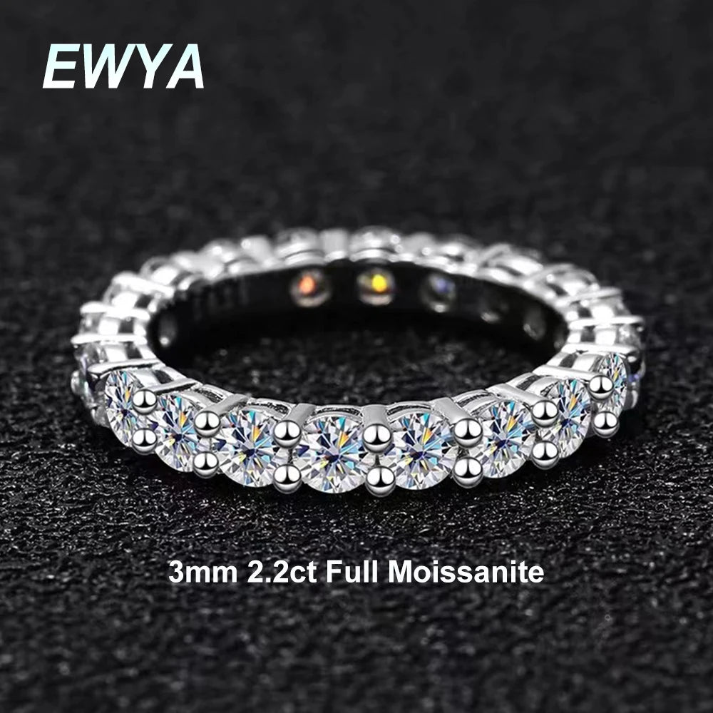 EWYA Luxury 2.2cttw 3mm Moissanite Full Enternity