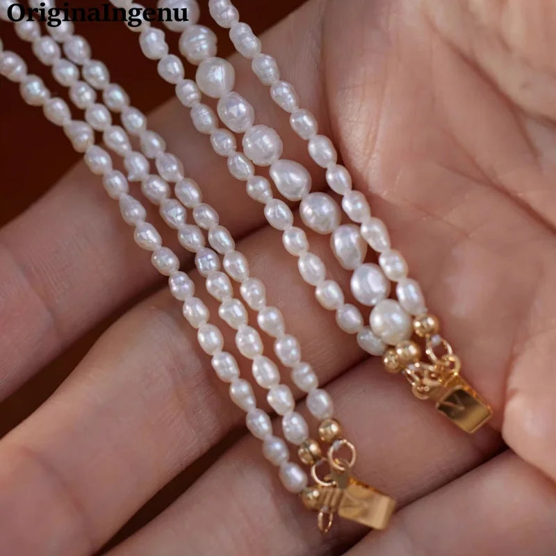 Personalized Natural Pearl Bracelet Handmade 14K
