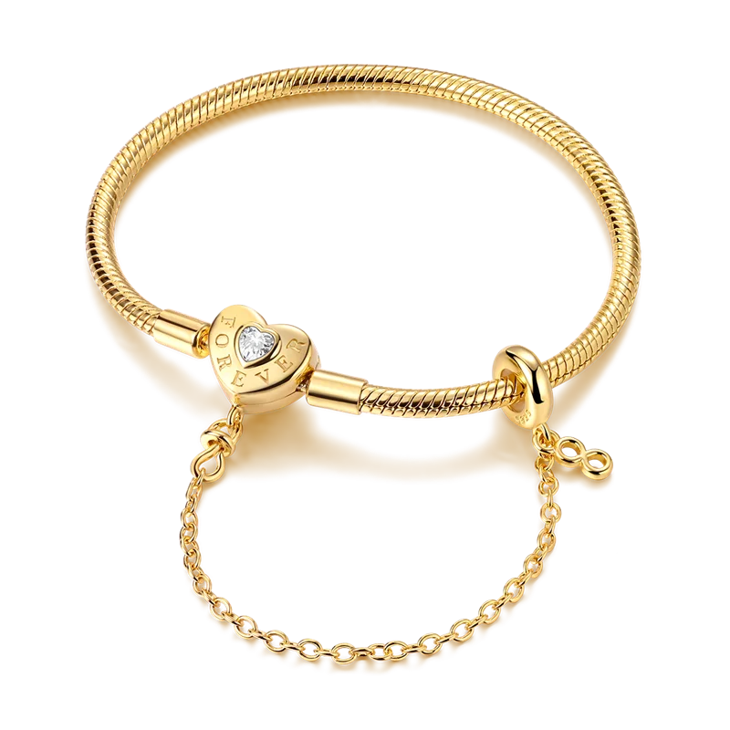 925 Sterling Silver Bracelets 17-20CM Original Golden - KTB026-GD / 20cm / United States, KTB026-GD / 18cm / United States, KTB026-GD / 19cm / United States, KTB026-GD / 17cm / United States