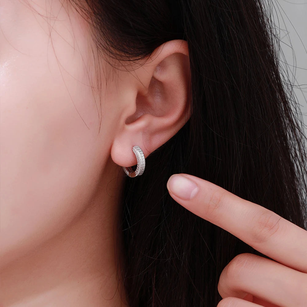 D Color Full Moissanite Hoop Earrings For Women.