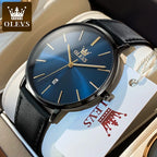 OLEVS Men's Ultra-Thin Quartz Leather Watch