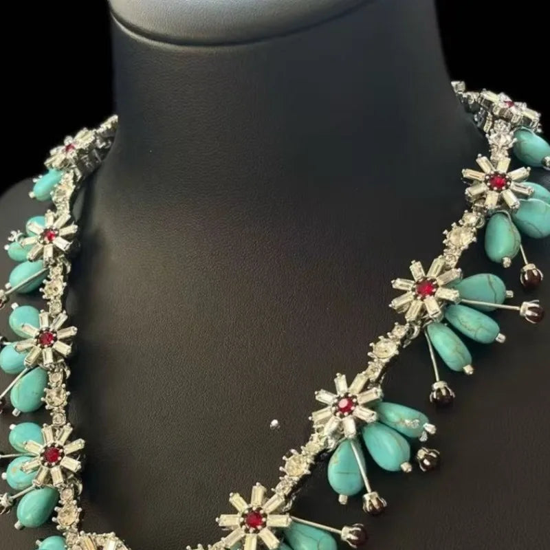 Nishizawa Turquoise Necklaces for Women Retro