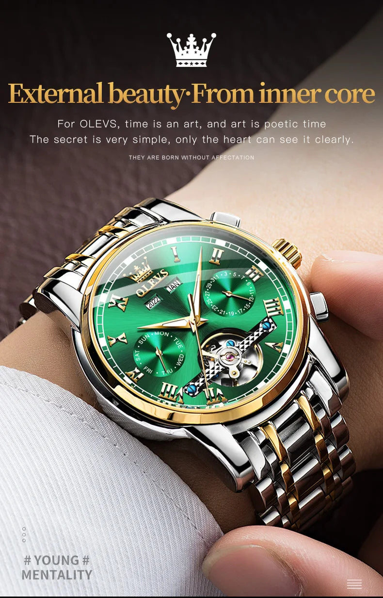 Olevs Automatic Mechanical Watch for Men Date