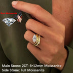 Bxiny 2CT Marquise All Moissanite Ring Set S925