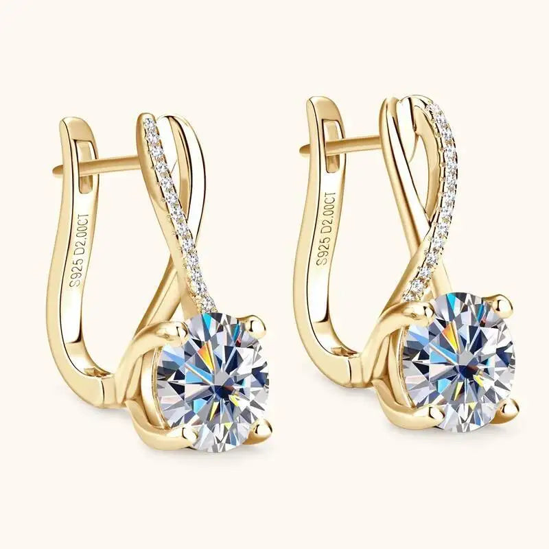 Taoyu D2.0CT Moissanite Drop Hie Earrings Real Silver
