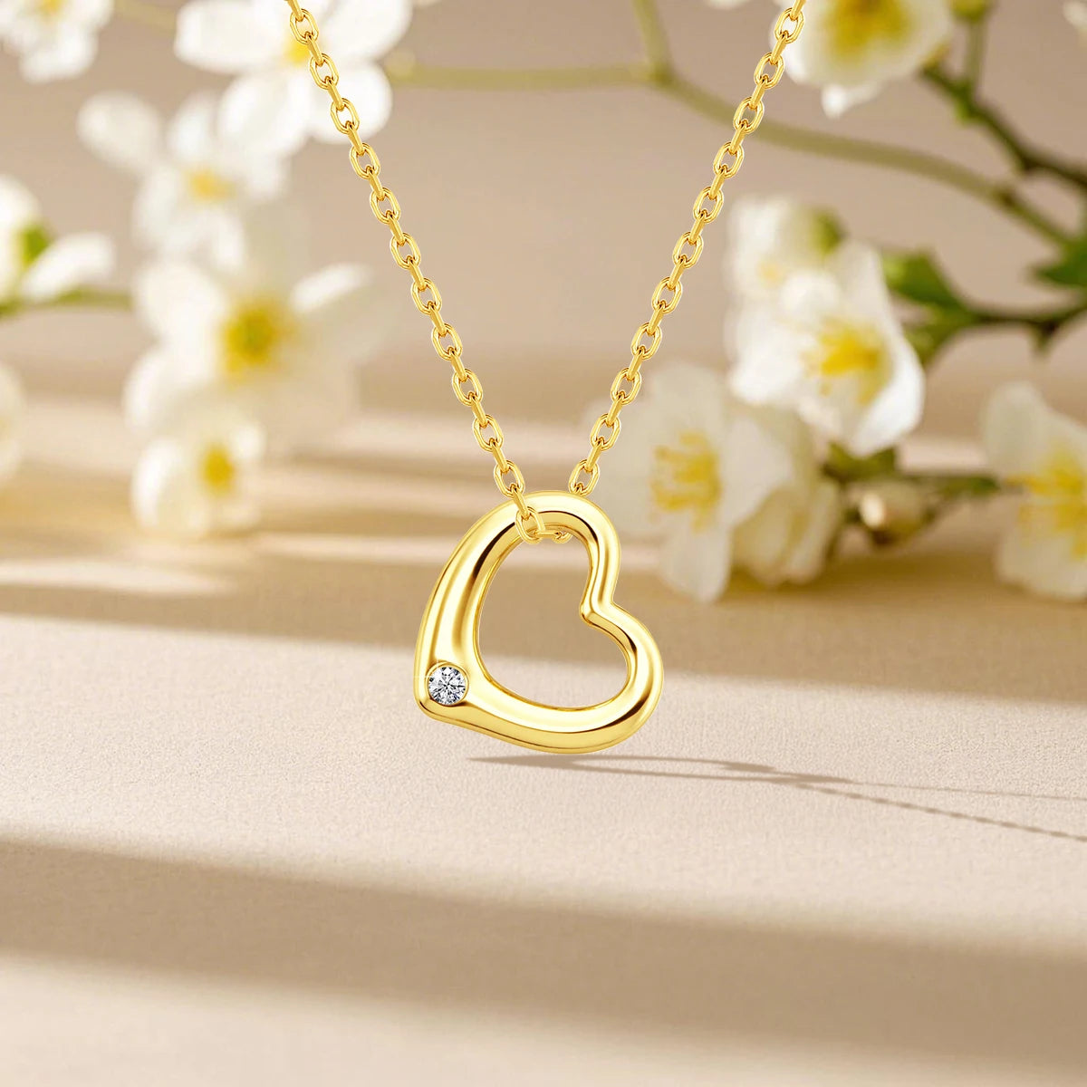Love Shape Moissanite Pendant 14K Gold Lightweight