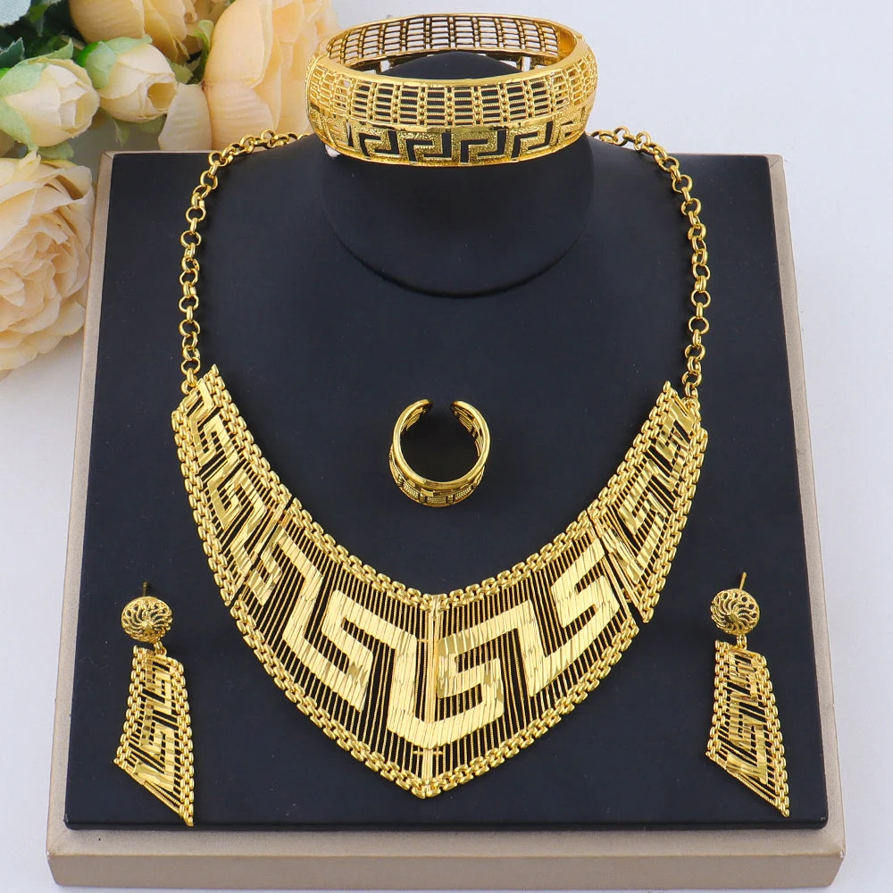 Mode Frau Luxus 18K Vergoldeter Schmuck Set