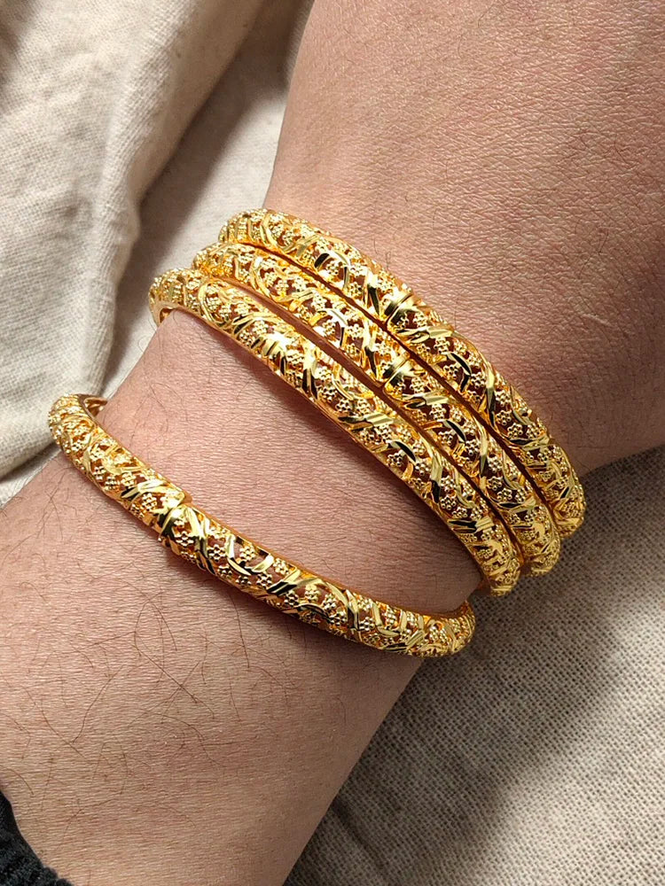 Bracelets Dubai Gold Color Bangles For Women Men Girls