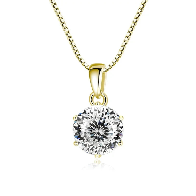 JoyceJelly 1 CT Real Moissanite Pendant Necklace For - gold 100 Cut White / 45cm / 1 ct