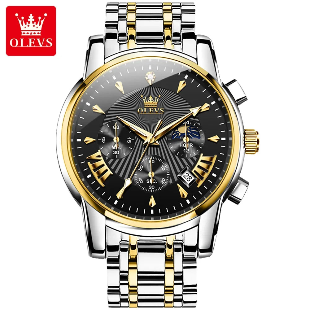 Olevs Men's Quartz Watches Top Brand Stainless
