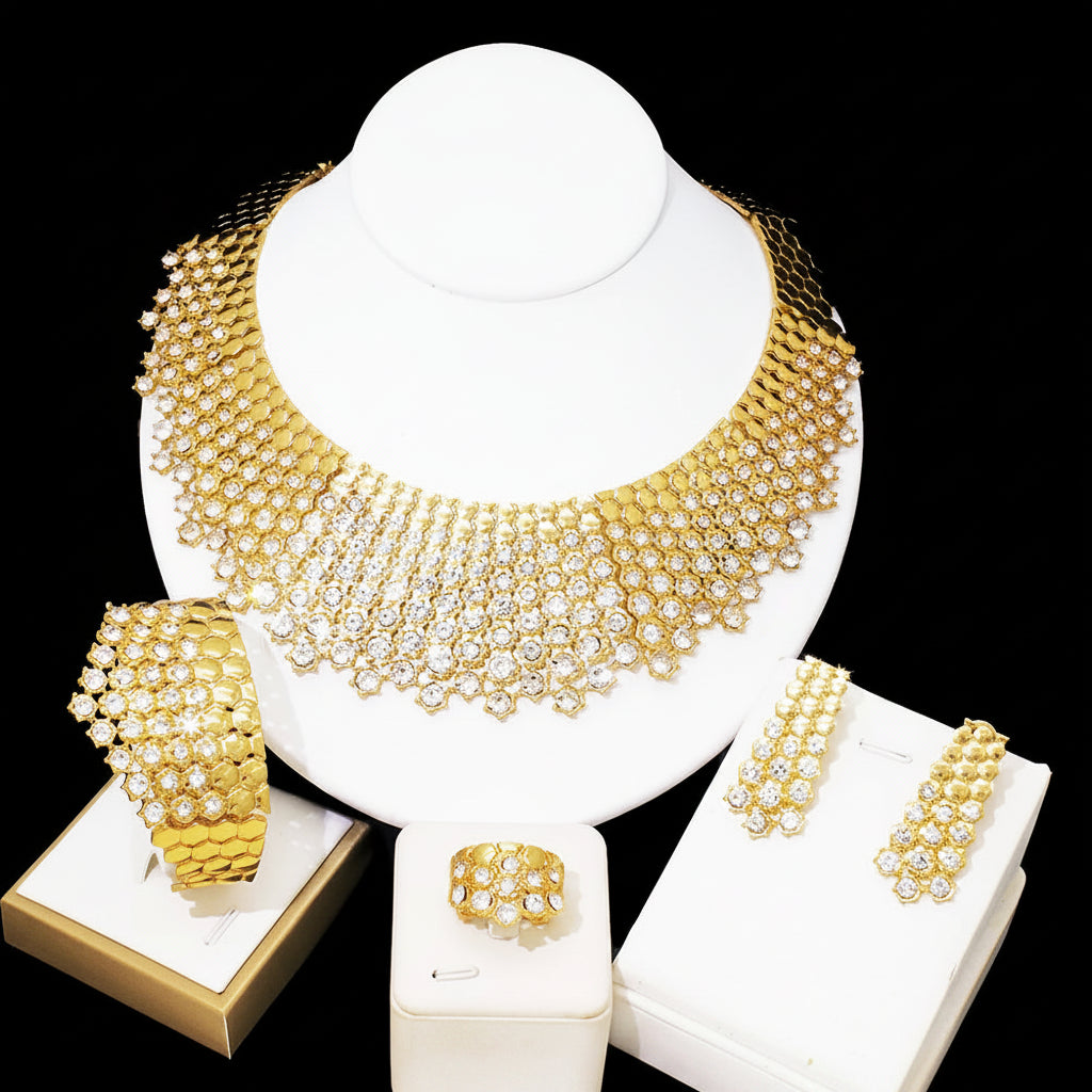 GZJPEI Shiny White Zircon Jewelry Set For Women Italy