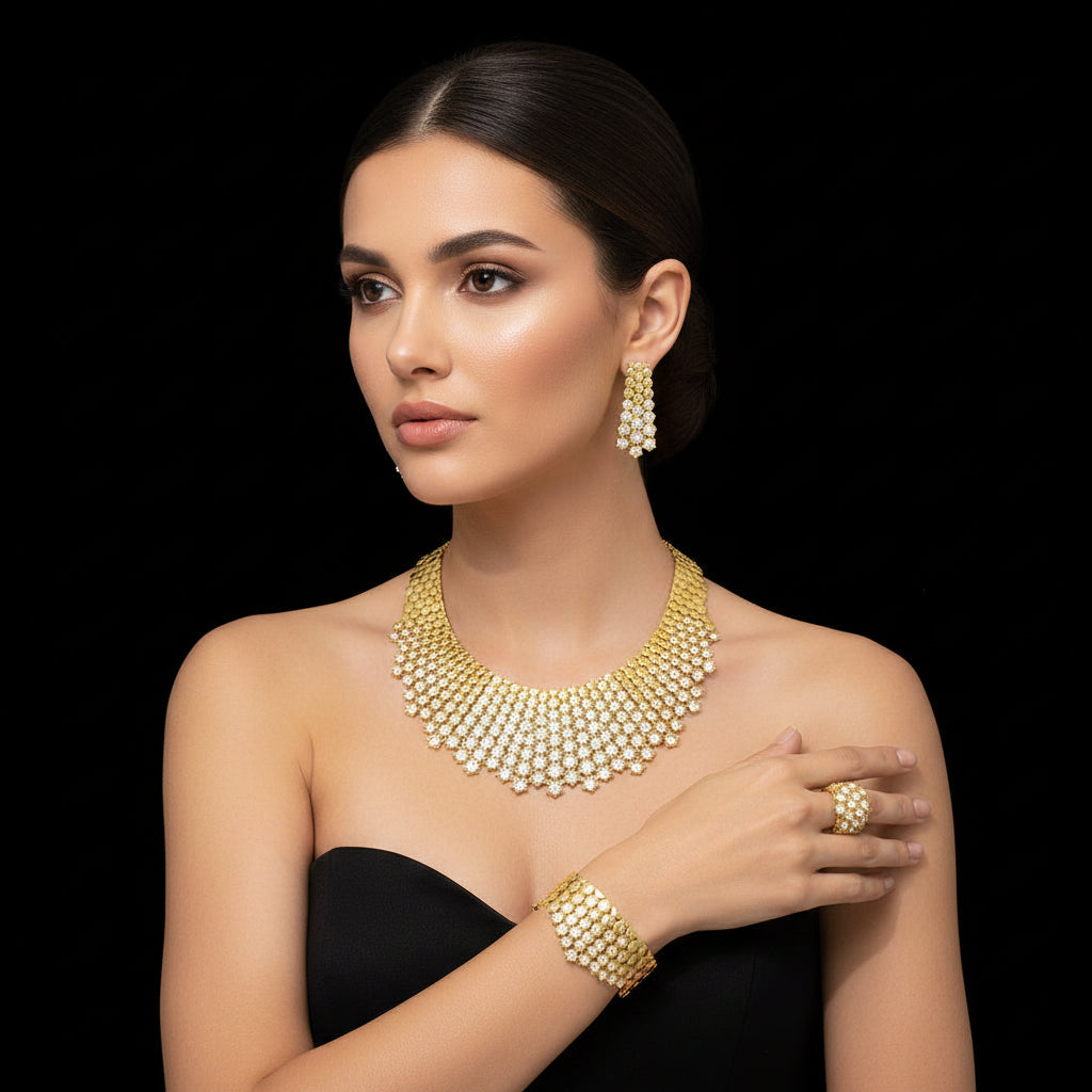 GZJPEI Shiny White Zircon Jewelry Set For Women Italy