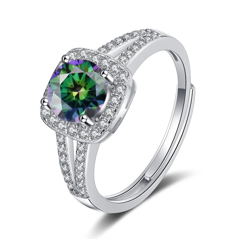 JoyceJelly 13-farbiger echter Moissanitring 1 Karat 6,5 MM