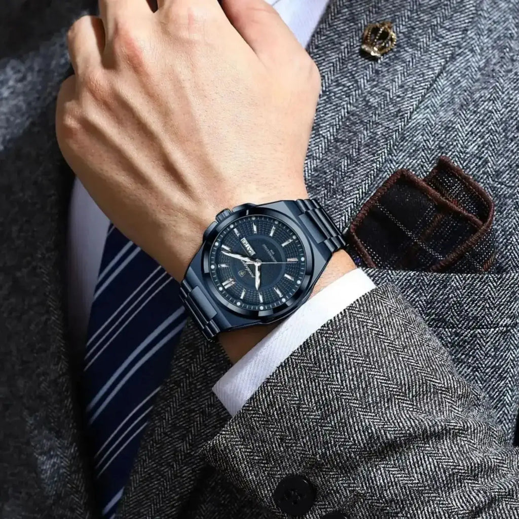 POEDAGAR Top Business Men Wristwatch Stainless Steel