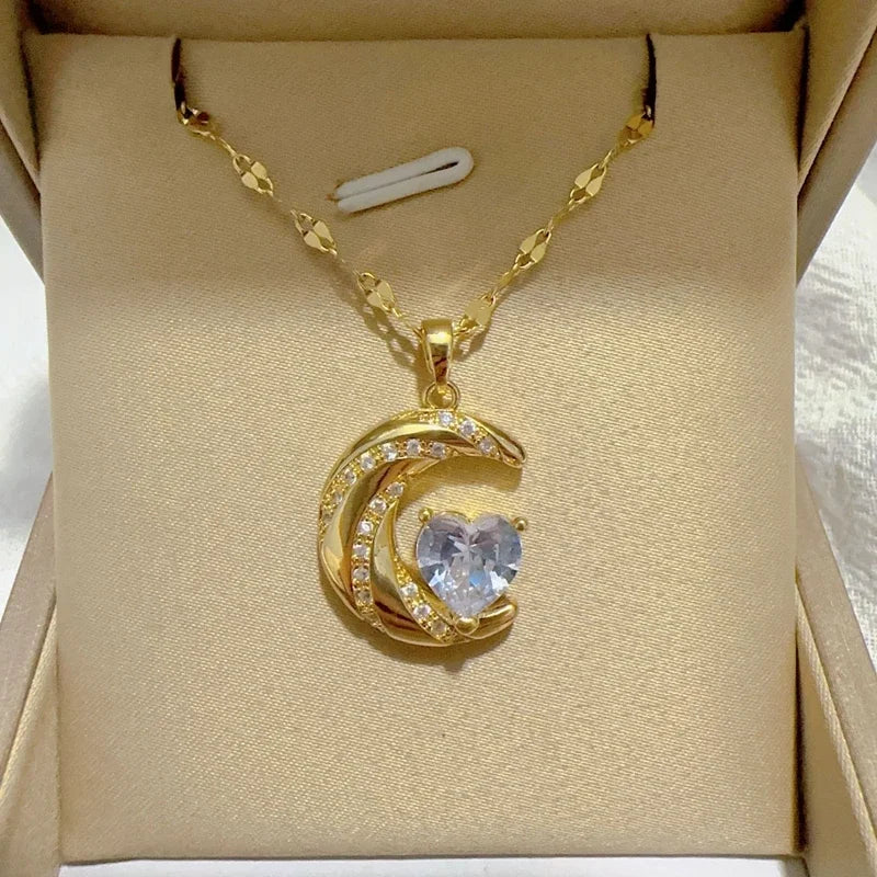 Elegant Style Heart shaped Pendant Necklace Hollow - YC4698-1 / United States