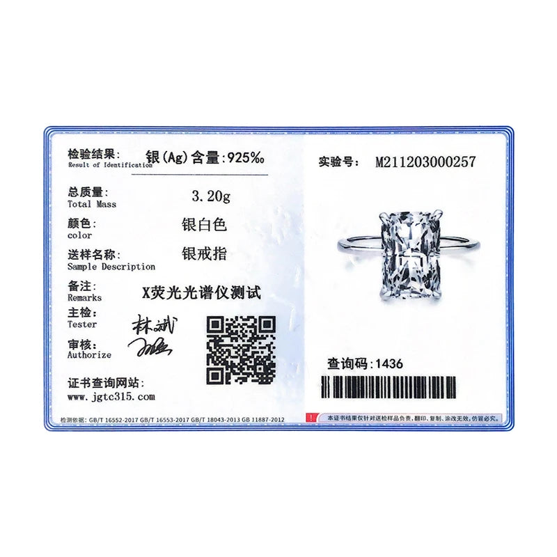 Modian Classic Rectangular Cutting Clear CZ Ring Solid