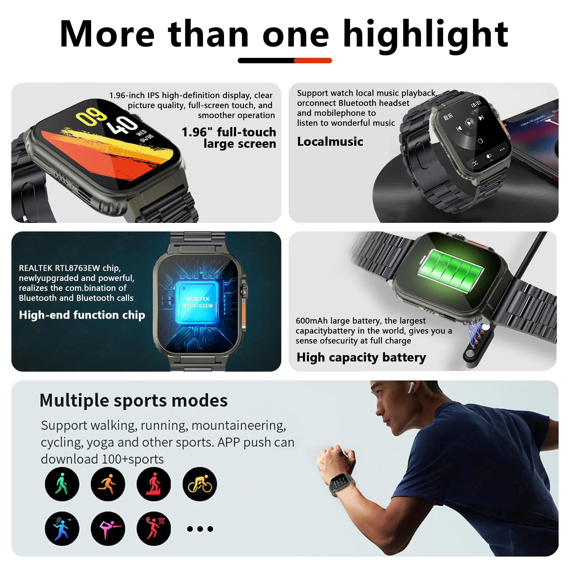 LIGE 600 mA New Smart Watch Men Outdoor Sports Fitness
