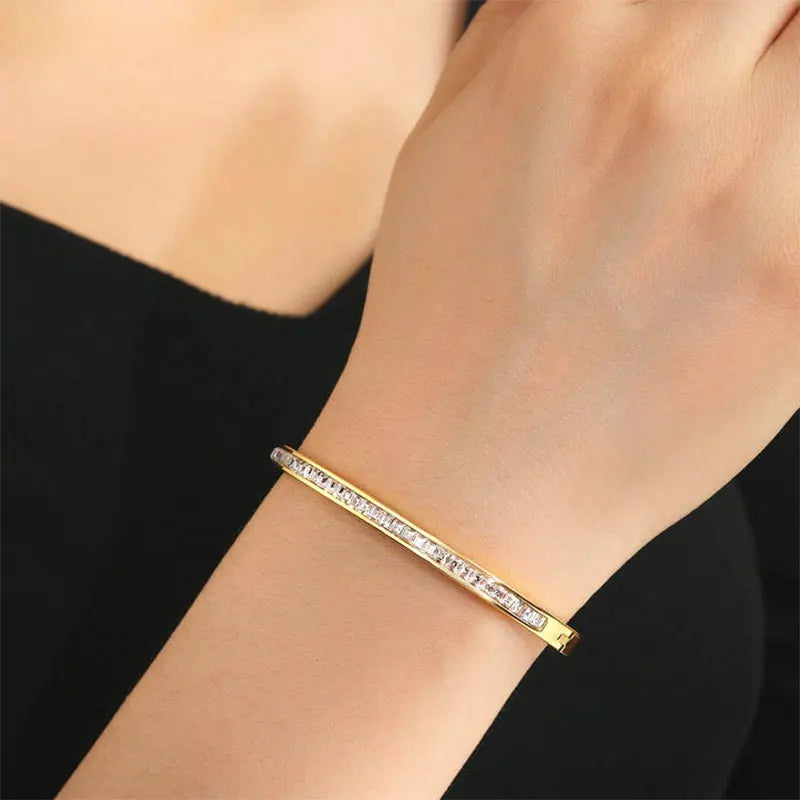 Anziw Luxury Moissanite Single-Row Starry Sky Bangles