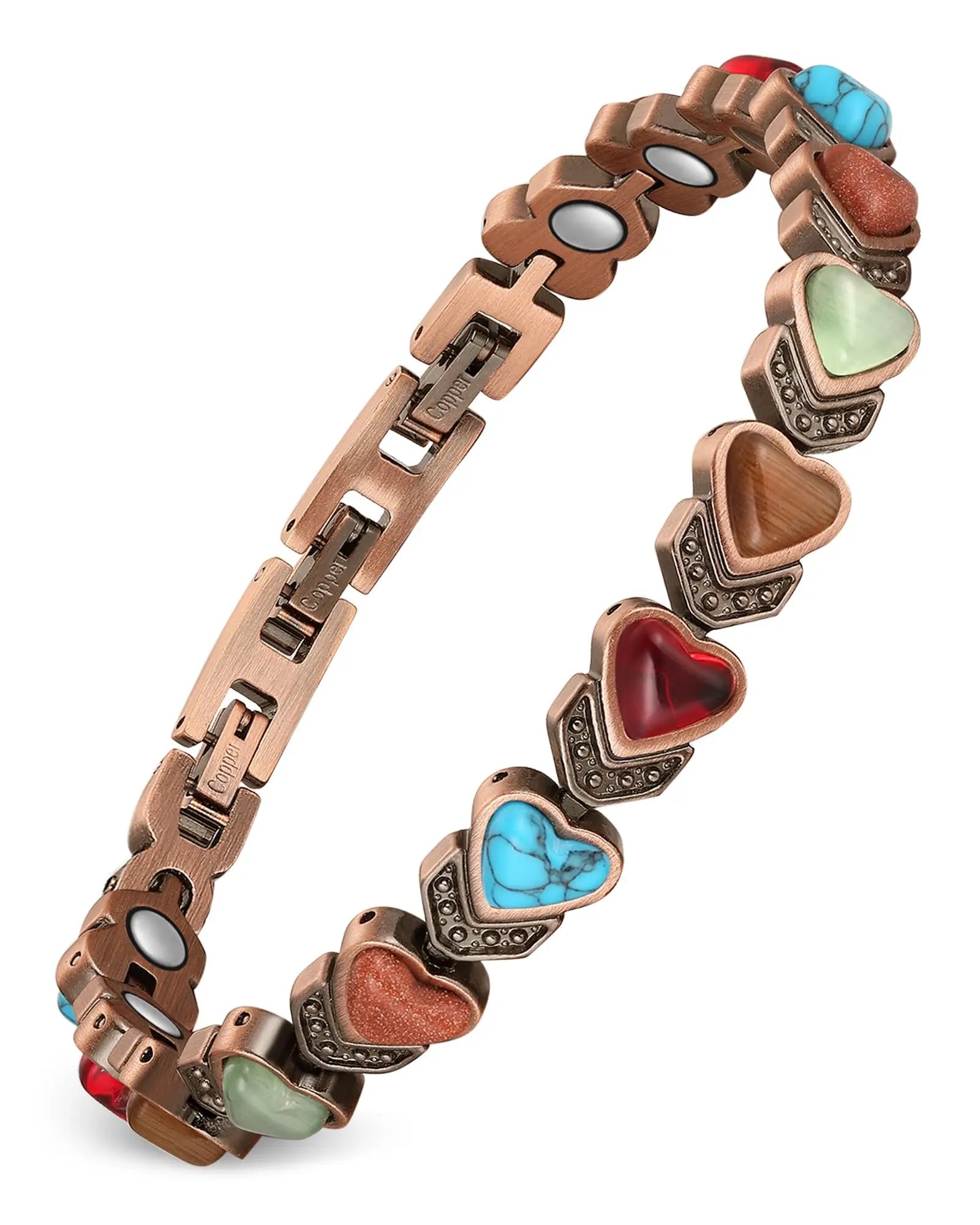 Premium Copper Bracelet for Men  Health with Grid - Copper heart(Best) / United States