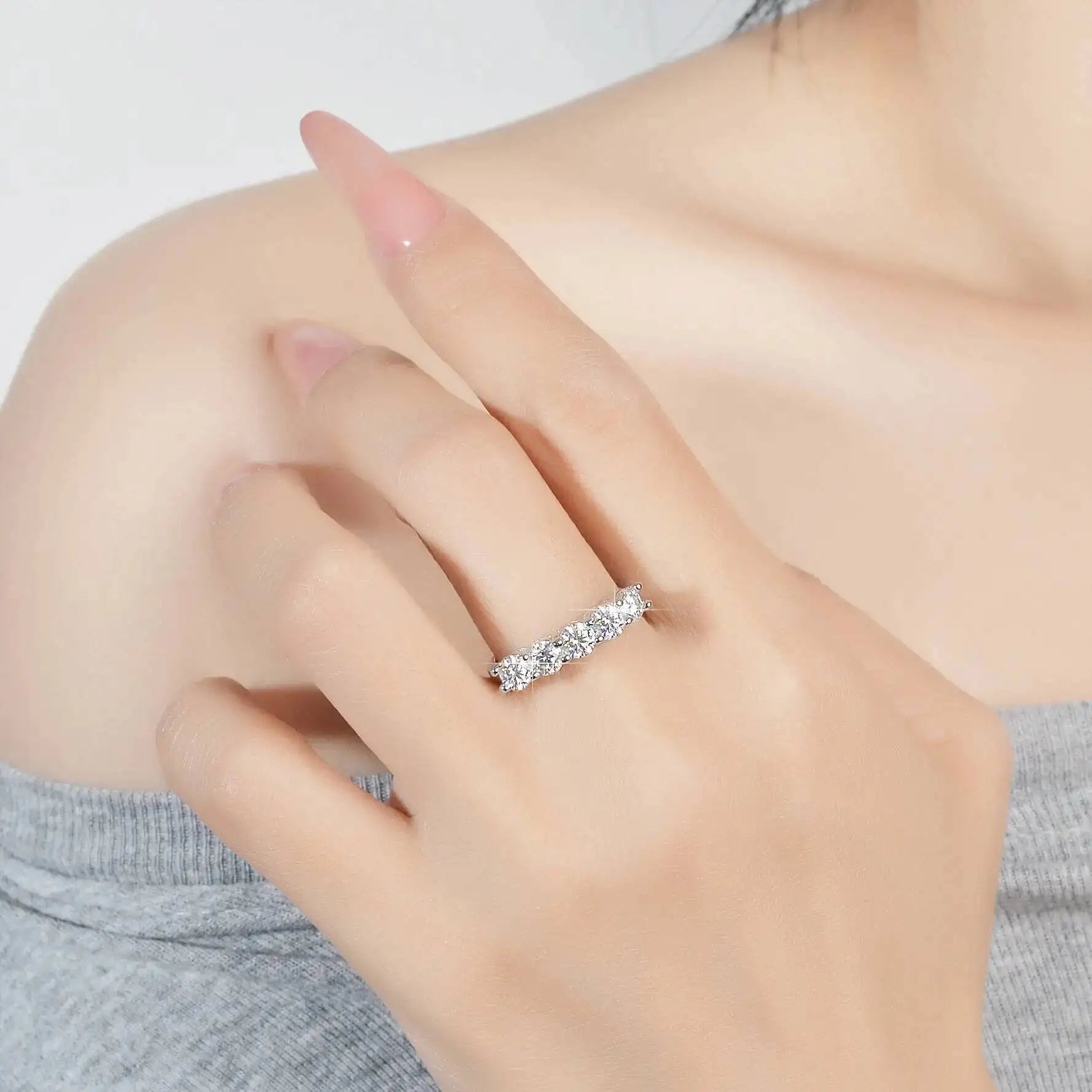 SG White Gold D Color 4mm Moissanite Ring For