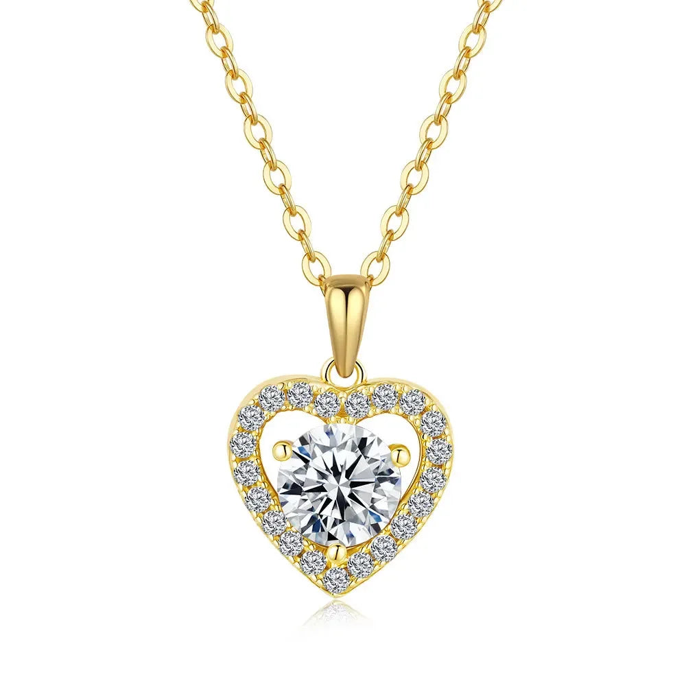 Luxury 100% Real 18k Gold  Women's Heart-shaped
