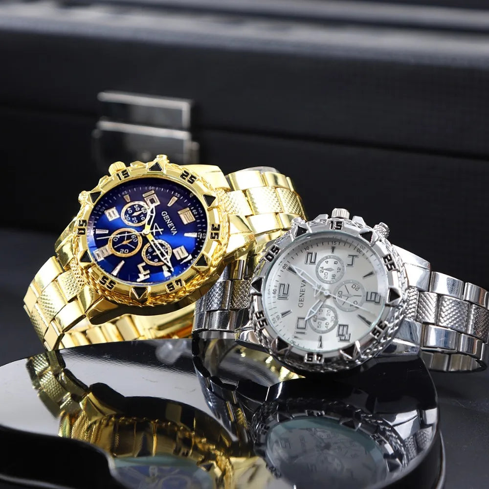 [4pcs/set Business Quartz Watch] Large Dial Trendy