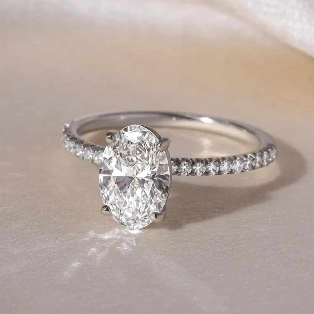 1/2/3/4CT Oval Cut Full Moissanite Engagement Rings