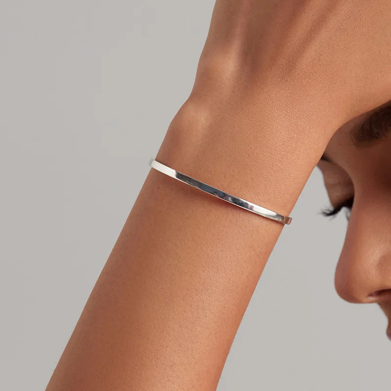 bamoer Engrave Courage Bangle silver